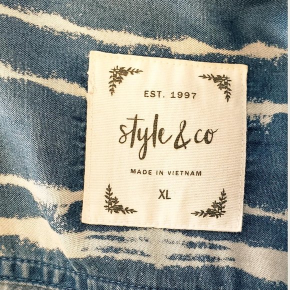 Style&co. Mock Denim Hi-Low Top - Picture 6 of 6